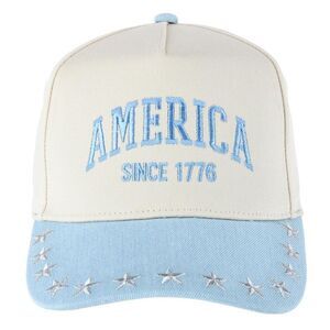CTM Women's America Anniversary Denim Two-Tone Baseball Cap